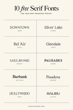 the different font styles for each type of font