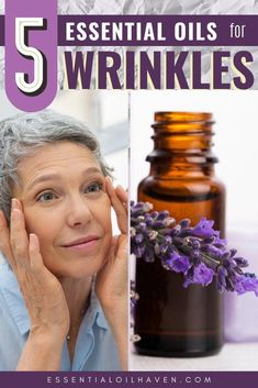 The 5 best essential oils for wrinkles and why they work! Also: which carrier oil is best to use for deep wrinkles? Start here! Facial Oil Recipe, Essential Oils For Wrinkles, Oils For Wrinkles, Home Remedies For Wrinkles, Serum For Dry Skin, Natural Remedies For Migraines, Diy Essential Oil Recipes, Dry Skin Remedies, Under Eye Wrinkles