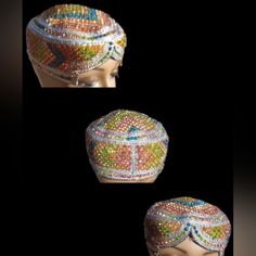 Vintage Handmade Heavily Beaded Sindhi Hat Vintage Crystals Sindhi Hat Cultural Handmade Embroidery Cap Topi Traditional Round Multi Color Handmade Color: Multi Size: One Size Fit Most Vintage And One Of A Kind Total Circumference 22 Inches Beautiful Vintage Crystals #Vintage Crystals #Sindhihat #Vintagekufi #Vintagehat Traditional Party Headpieces With Bead Caps, Traditional Multicolor Headpieces For Festivals, Traditional Adjustable Festival Turban, Traditional Adjustable Turban For Festivals, Traditional Adjustable Turban For Parties, Adjustable Traditional Turban For Festivals, Traditional Adjustable Multicolor Turban, Traditional Handmade Multicolor Headpieces, Traditional Multicolor Handmade Headpieces