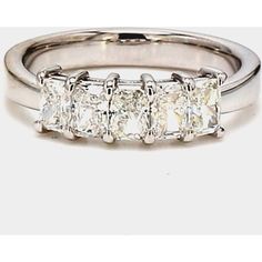 Ninacci Platinum 5-Stone Radiant Diamond Band - Elegance Redefined - Size 5.75 Radiant Diamond, Radiant Cut Diamond, Radiant Cut, Classic Elegance, Diamond Bands, Timeless Beauty, Prong Setting, Platinum, Diamond Cuts