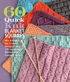 the cover of knitter's quickknit blanket squares with knitting needles