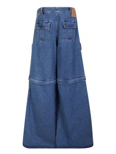 High waist. Front button and zip fastening. Belt loops. Four front cargo pockets. Two side pockets. Two back pockets with flap. Wide leg. Color: blue Made in Italy Material: 100% CottonComposition: 100% Cotton Blue Denim Cargo Pants With Patch Pockets, Blue Utility Cargo Jeans With Flap Pockets, Washed Blue Utility Cargo Jeans With Multiple Pockets, Blue Utility Cargo Jeans With Patch Pockets, Blue Denim Cargo Pants With Flap Pockets, Blue Denim Cargo Pants With Belt Loops, Blue Cargo Jeans With Flap Pockets For Streetwear, Blue Denim Bottoms With Flap Pockets, Blue Denim Jeans With Flap Pockets