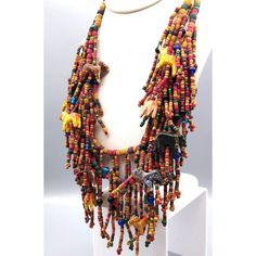 Vintage Dramatic Statement Bib Necklace, Folk Art Wood Artisan Colorful Beaded Double Strand with Multicolor Fringe and Animal Charms, Tribal Waterfall Runway Measurement * 21" Condition * Very nice condition. Gently used. Smoke free home. Size: Womens 21" Condition: Pre-Owned Good Baddie Winkle, Eccentric Style, Statement Bib Necklace, Bib Necklaces, Bib Necklace, Women Accessories Jewelry, Unique Vintage, Women's Accessories, Womens Jewelry Necklace