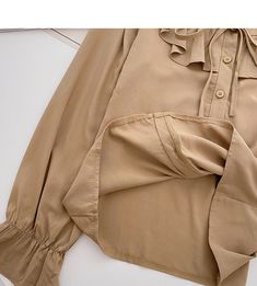 Style: commuting Size: one size Color: coffee, khaki, apricot Brown Solid Color Tops For Work, Beige Non-stretch Top For Work, Color Coffee, Apricot, Khaki Pants, Long Sleeve Tops, Coffee, Long Sleeve, Pants