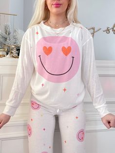 Hearts and Charms Pajama Set | Sassy Shortcake | sassyshortcake.com Heart Pajamas, Pajama Fashion, Heart Face, Pj Sets, Smiley Face, Smiley, Light Pink, Pajamas, Lounge Wear