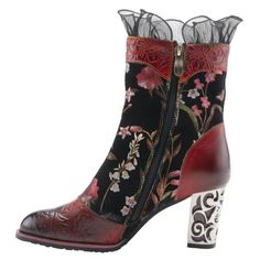 ad eBay - Find many great new & used options and get the best deals for Spring Step L'Artiste Women's Gaga Boots Red Multi EU 41 / US 9.5-10 at the best online prices at eBay! Free shipping for many products! L'artiste Shoes, Painted Boots, Boots Design, Artistic Shoes, Unique Heels, Elegant Boots, Dr Shoes, Velvet Boots