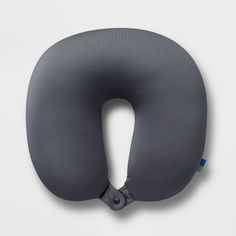 an inflatable neck pillow is shown on a white background