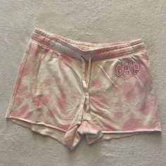 Girly Girl Outfits, Gap Shorts, Keto Transformation, Pink Tie, Pink Tie Dye, Pink Ties, Lounge Shorts, White Tie, Soft Shorts