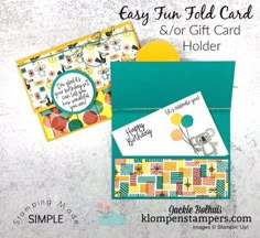 an easy fun fold card and gift card holder