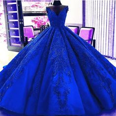 Gorgeous Royal Blue Appliques Beads Quinceanera Dresses Wedding Dresses Ball Gown Lace, Royal Blue Ball Gown, Blue Ball Gown, Ball Gown Prom Dress, Embroidery Beaded, Quinceanera Dresses Blue, Blue Ball Gowns, Formal Ball Gown, Quince Dress