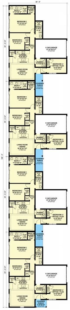 the floor plan for an apartment building with several floors and two levels, including one bedroom