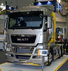 a truck is on display at an auto show