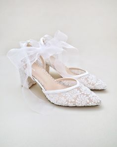 white lace block heels with ankle tie Shoes For Brides, Lace Wedding Shoes, White Block Heels, Wedding Shoes Lace, Bridal Wrap, Ankle Wrap, Ballet Slippers, Shoes Collection, Bride Shoes