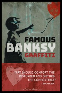 Famous Banksy graffiti works Banksy Pictures, Free Graffiti Fonts, Famous Graffiti Artists, Ks3 Art, Graffiti Fonts, Banksy Paintings, Graffiti Pictures