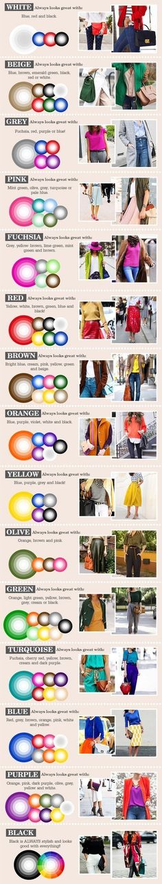 Mode Tips, Colour Wheel, Colour Theory, Colour Matching, Fashion Hacks Clothes, Clothing Hacks