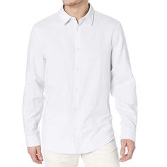 Calvin Klein Standard White Button Up Shirt. Brand New Spring Slim Fit Button-up Shirt, Spring Business Casual Shirt With Button Closure, Business Casual Button-down Dress Shirt With Button Closure, Slim Fit Shirt For Spring, Casual Collared Dress Shirt With Button Cuffs, Button-up Dress Shirt With Button Cuffs, Spring Slim Fit Shirt With Buttons, Cotton Button-up Dress Shirt, Spring Collared Dress Shirt With Button Closure