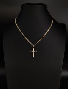 "14k Real Solid Gold Jesus Crucifix Pendants Necklace, with 3mm Miami Cuban Chain Necklace , Cross Pendant , Gold Inri Cross, Gift Brand New 14K Real Yellow Gold Pendants with 14k Real yellow Gold 3mm Miami Cuban Chain Necklace 16\"-24\" Stamp : 14K Real Gold Miami Cuban Chain, 14k real gold stamp for pendants Chain Style: Inri Cross Material: 14k Genuine Gold Metal Stamp: 14K Available Length: 16'',18\"-20\"-22\"-24\" Length =  34mm Width  = 21mm  Clasp/Bail : 6.5mm Length, 4.5mm Width Weight(average) :Pendant around 1.5 grams, Chain 4.6 grams 18 inches for 3mm. These Chains are 100% Authentic 14K,14K Gold \"Not Plated or Filled\" This is a Beautiful Genuine Real 14k Gold Miami Cuban Chain and 14k Real Gold Cross Will look Great on Men & Women. BOSPHORUSGOLD" Crucifix Cross Necklace With Curb Chain As Gift, Crucifix Cross Necklace With Curb Chain For Gifts, 14k Gold Cross Figaro Chain Jewelry, Yellow Gold Cross Jewelry With Figaro Chain, Yellow Gold Cross Chain Jewelry, Yellow Gold Cross Chain Necklace, Gold Cross Necklace With Curb Chain, Yellow Gold Cross Jewelry With Curb Chain, Gift Jewelry Chain With Crucifix Shape