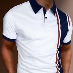 Season:Summer; Fabric:Polyester; Sleeve Length:Short Sleeve; Look After Me:Wet and Dry Cleaning,Washable; Gender:Men's; Style:Comfortable,Fashion,Basic; Elasticity:Micro-elastic; Tops Type:Golf Shirt,Polo Shirt; Occasion:Holiday,Casual; Fit Type:Regular Fit; Pattern:Color Block; Design:Button; Neckline:Classic; Listing Date:03/21/2023; Bust:; Length:; Shoulder Width: White Buttoned Polo Shirt For Summer, White Polo Shirt With Polo Collar For Summer, White Polo Shirt For Summer, White Summer Polo Shirt, White Casual Polo Shirt With Buttons, Casual White Polo Shirt With Buttons, Red Polo Collar Shirt For Summer, White Collared Polo Shirt For Summer, White Polo Collar Top With Buttons