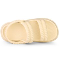 Allegra K offers affordable footwear for women. The brand keeps up with the latest fashion trends, making it the top choice for fashion-forward women. Made of EVA material, these slide sandals make you feel like stand on a cloud. This sandal features an open-toe design and can be worn in two different ways, giving it a modern and classic style while remaining versatile for everyday wear. Trendy Beige Synthetic Slingback Sandals, Beige Synthetic Sport Sandals For Summer, Beige Synthetic Jelly Sandals For Spring, Beige Open Toe Eva Sandals, Trendy Eva Slide Sandals, Beige Sport Sandals With Textured Footbed And Open Toe, Beige Flat Synthetic Slingback Sandals, Beach Sandals In Beige Eva Material, Flat Beige Sport Sandals For Spring