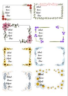 flowers and leaves are arranged in the shape of frames