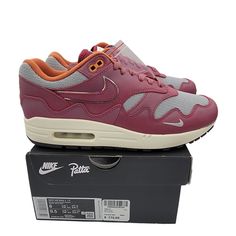 Authentic Brand New Nike Patta X Air Max 1 Rush Maroon(Never Worn) Box Included Men Size 8 Women Size 9.5 Fast Shipper Offers Are Welcome Non Home Final Sale Box Condition Note: Box May Have Minor Damage Due To Natural Shipping And Storage Reasons. Nike Patta, Nike Air Max 1 Patta, Boxing Conditioning, Note Box, Size 8 Women, Air Max 1, New Nike, Mens Shoes Sneakers, Air Max