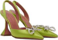 Satin Heels, Amina Muaddi, Silk Satin, Satin, Silk, Collage, Heels, Green, Pins