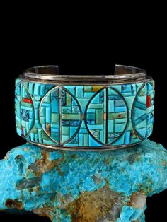 Vintage Native American Sterling Silver Inlay Turquoise and Coral Bracelet American Indian Jewelry Gold, Turquoise Jewelry Native American Alltribes Indian Art, Southwestern Turquoise Multi-stone Bracelets, Artisan Turquoise Round Bracelet, Blue Inlay Bracelet Jewelry, Blue Inlay Bracelet, Blue Multi-stone Bangle Jewelry, Blue Multi-stone Bangle, Artisan Turquoise Bracelet With Inlay