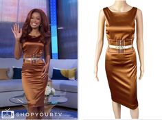 keke palmer, good morning america, gold satin belted dress