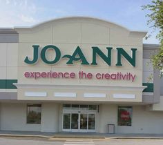 the entrance to joann's experience the creativity store in an empty parking lot