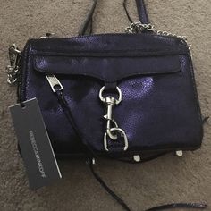 Awesome Purse! Have Too Many Purple Bags With Silver-tone Hardware For Shopping, Purple Satchel With Silver-tone Hardware, Purple Travel Bag With Silver-tone Hardware, Designer Purple Bag With Silver-tone Hardware, Designer Purple Bags With Silver-tone Hardware, Bags Purple, Rebecca Minkoff Bag, Purple Bags, Rebecca Minkoff Mac