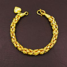 This Shop has a Special Free Gift (Chain) for Every Order. 😊🙏 Item including :1 x Bangle Bracelet For: Women, Girl Type : GOLD PLATED over Brass, Nickel free Purity: 96.5% Surface : Shiny & Sand matted Size: ~17-17.5 centimetre Weight: ~ 24 g Chain width: ~ 6.7 mm Color : Yellow Gold (slightly +/- from photo) Handmade from Thailand. Thai gold plating technic really solid and stunning look. Rewarding your life from hard working, match up your dress, bridesmaid wedding engagement or a gift t 7 Grams Gold Bracelet For Women, Byzantine Gold, Bracelet Heart, Gold Plated Bracelet, Gold Charm Bracelet, Gold Bracelet For Women, Bangle Bracelets With Charms, Dress Bridesmaid, Gold Cuffs