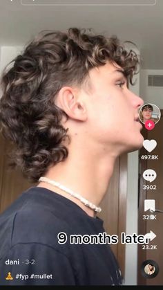 Mullet With Wavy Hair, Cute Mullet Boys, Men Curly Haircut Styles, Fluffy Curly Mullet, 3a Mens Haircut, Curly Haired Mullet Men, Longer Curly Hair Men, Male Curly Mullet, Man Mullet Curly