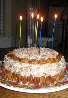 a large cake with candles on top of it