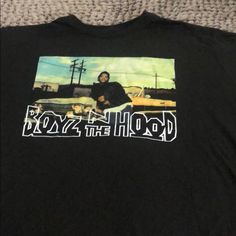 Boyz N The Hood Tee Urban Hooded T-shirt With Graphic Print, Hooded Graphic Print T-shirt For Streetwear, Hip Hop Hooded T-shirt For Streetwear, Black Pre-shrunk Hooded Top, Black Pre-shrunk Casual Hoodie, Black Casual Pre-shrunk Hoodie, Boyz N The Hood, Hooded Tee, Hooded Shirt