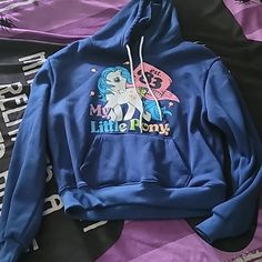 Nwot My Little Pony Hoodie 100% Polyester - Making Room In Closet So I Am Selling Pretty Warm On The Inside - See Images For Material Details Cute Blue Crew Neck Hoodie, Cute Blue Fleece Hoodie, Cute Blue Tops With Drawstring Hood, Cute Blue Hooded Hoodie, Room In Closet, Making Room, Colorful Hoodies, My Little Pony, Hoodies Womens