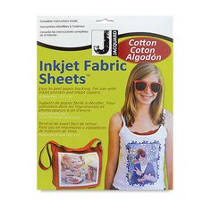 the package contains an image of a woman wearing sunglasses and a t - shirt that says inkjet fabric sheets