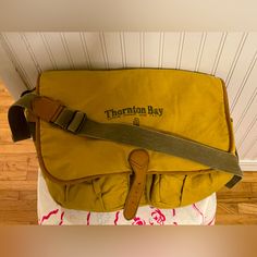 Vintage Nwot Thornton Bay Cross-Body Tan Messenger Bag Foldover - Never Used Yellow Outdoor Bag With Adjustable Strap, Yellow Bag With Adjustable Strap For Outdoor, Yellow Shoulder Bag For Outdoor, Vintage Yellow Shoulder Bag With Adjustable Strap, Yellow Tote Bag For Outdoor, Casual Yellow Shoulder Bag For Outdoor, Vintage Yellow Bag With Adjustable Strap, Vintage Yellow Crossbody Bag, Cross Body Canvas Bag