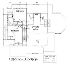 the upper level floor plan for a home with stairs and second story addition to it