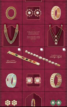 a poster with many different types of jewelry on it