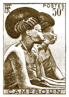 an old postage stamp with two women sitting on top of each other and the words, camera