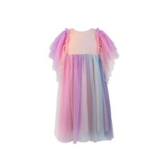 Description: Enchanting dress perfect for any princess Features a beautiful blend of pastel colors, reminiscent of cotton candy Flowing tulle layers for a dreamy, ethereal look Ruffled sleeves add a touch of elegance and whimsy Ideal for parties, special occasions, or dress-up play Comfortable fit allows for effortless movement and all-day wear Material & Care: Material: Premium quality tulle and soft fabric lining Care Instructions: Hand wash cold. Hang to dry. Do not bleach or iron Crystal Hoodie, Enchanting Dress, Flower Sweater, Rainbow Sweater, Sequin Jacket, Tie Dye Sweatshirt, Buy Buy, Buy Buy Baby, Ruffled Sleeves