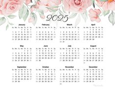 a calendar with pink flowers on it and the date is 2095 written in black