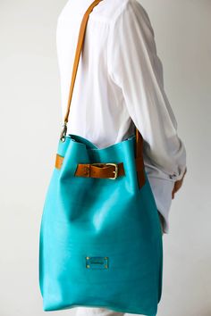 Large Leather Bag, Leather Laptop Bag, Blue Handbag, Large Travel Bag Modern Turquoise Bag For Everyday Use, Turquoise Leather Everyday Shoulder Bag, Turquoise Leather Shoulder Bag For Travel, Turquoise Shoulder Bag For Everyday Use, Luxury Blue Hobo Bag For Travel, Leather Shoulder Bag In Turquoise For Everyday Use, Turquoise Bags With Leather Handles For Everyday Use, Modern Blue Satchel Hobo Bag, Turquoise Bag With Detachable Strap For Everyday Use