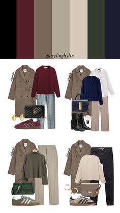 Easy winter outfit ideas Autumn Colour Outfit Ideas, Classic Style Ideas, Fall Outfits For Winter Palette, Fall Colours Outfit, Winter Colours Outfits, Wardrobe Color Palette Ideas, Autumn Color Outfit Ideas, Deep Color Outfits, Winter Colours 2024