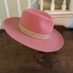 This Listing Is For An Olive And Pique Pink Miette Rancher Hat. This Hat Is Brand New With Tags. Pink Flat Brim Hat For Country Events, Classic Pink Wide Brim Hat, Classic Pink Hat With Curved Brim, Pink Fedora With Curved Brim, Classic Adjustable Pink Hat, Pink Fitted Brimmed Fedora, Fitted Pink Brimmed Fedora, Fitted Pink Hat For Country Events, Pink Country Hat With Short Brim