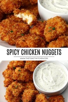 chicken nuggets with ranch dip in the middle