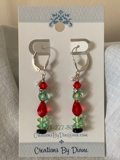 Swarovski Crystals make this cute Grinch!  Sterling Silver Lever Backs! Gift bag included. Grinch Earrings Diy, Grinch Jewelry Diy, The Grinch Beaded Earrings, Grinch Earring, Christmas Green Dangling Beads Earrings, Grinch Christmas, Christmas Earrings, Grinch, Gift Bag