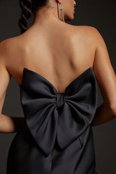 Rent Slim Bow-Back Midi Dress from Nuuly. Pick 6 items for $98/month. Free shipping + returns. Black Bow Dress, Summer Slip Dress, Holiday Dresses Women, Strapless Midi Dress, Statement Dress, Bow Back, Dreamy Dress, Midi Sheath Dress, Black Cocktail Dress