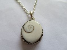 Round Shiva Eye pendant -  with choice of length of silver necklace-free Comes with pretty jewellery box Lovely  gift White Necklace With Polished Round Pendant, White Round Pendant Necklace With Polished Finish, White Polished Round Pendant Necklace, White Spiral Jewelry For Anniversary, Spiritual White Nickel-free Jewelry, Spiritual Nickel-free White Jewelry, Nickel-free White Spiritual Jewelry, White Oval Pendant With Polished Finish, White Oval Necklace With Polished Finish