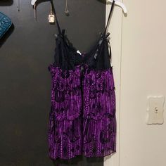 New See Thru Mess Dress Purple Lace Trim Party Sleepwear, Coquette Camisole Dresses For Night Out, Coquette Purple Sleeveless Sleepwear, Purple Coquette Sleepwear For Summer, Summer Coquette Purple Sleepwear, Lingerie Shorts, Purple Flower, Other Woman, Flower Print